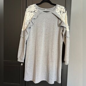 NWOT Grey Lace Detail Dress